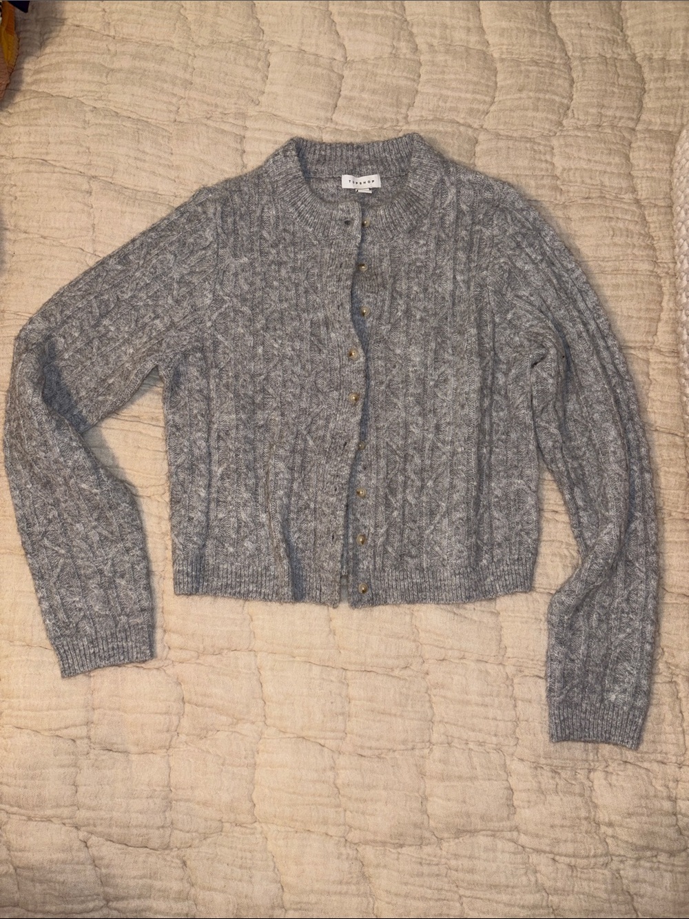 Topshop Heather Gray Cable Knit Button Cardigan - never worn